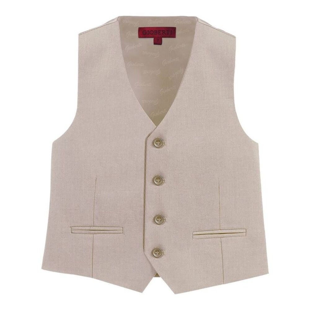 Gioberti Boy's 4 Button Formal Suit Vest Beige Size 8